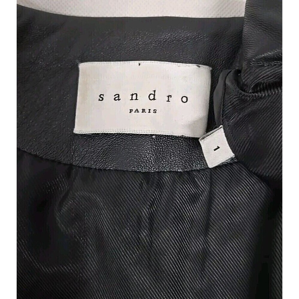 SANDRO PARIS Moto Jacket Lamb Leather‎ Black Women’s Size 1 /US Size 4 SMALL - Picture 5 of 12